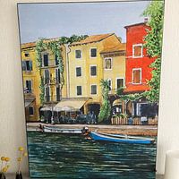 Photo de nos clients: Port de pêche de Lazise | Lac de Garde Italie | Aquarelle par WatercolorWall, sur art frame