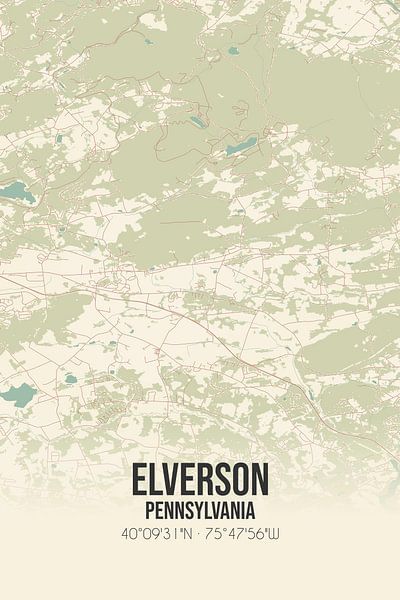 Vintage map of Elverson (Pennsylvania), USA. by Prints of Place