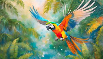 Parrot with painting by Mustafa Kurnaz