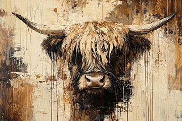 Schottischer Highlander auf Leinwand von Art & Soul Creations