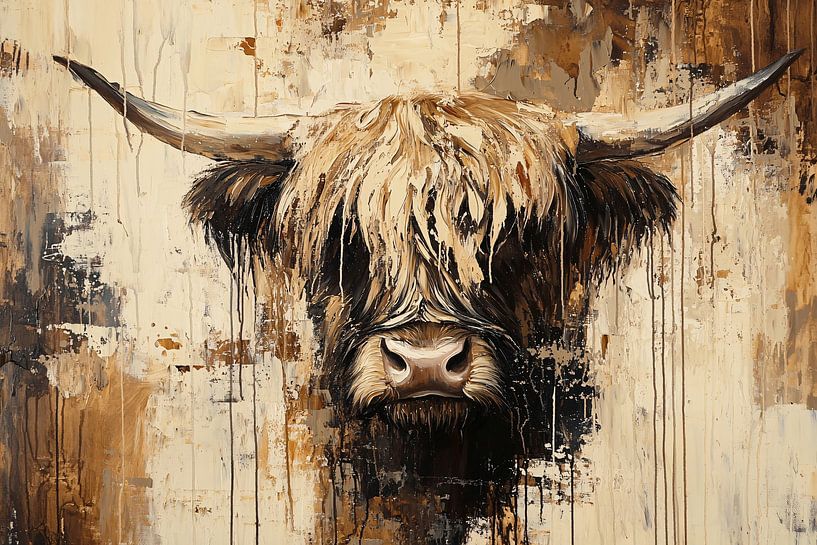 Schotse hooglander op canvas van Art & Soul Creations