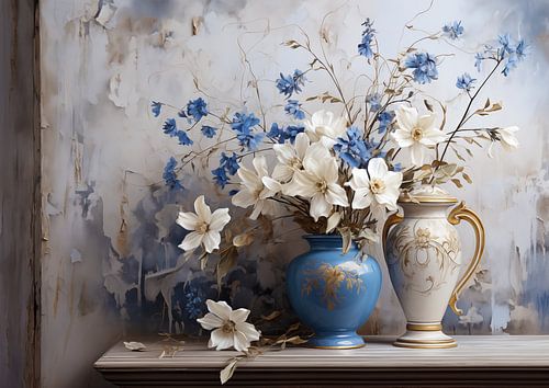 Romantisch Bloemenboeket Schilderij