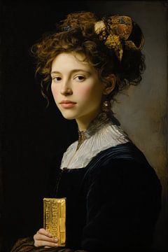 Dame baroque avec barre de chocolat - Elegant Painting