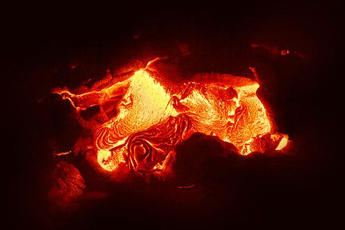 Hot magma leaking from a fissure