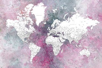 Gedetailleerde wereldkaart met steden Taliessa, Rosana Laiz Blursbyai van 1x