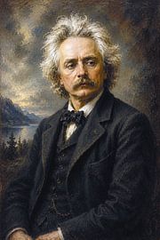 Edvard Grieg, Norwegian composer and pianist – painting. by Johannes