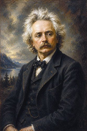 Edvard Grieg, Norwegian composer and pianist – painting.