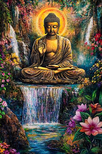 Boeddha in kleurrijke natuurpracht