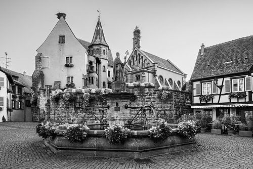 Eguisheim en Alsace en noir et blanc
