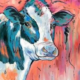 Dans la bouse - Peinture de vache Vache calme - Art de vache sur Caprices d'Art