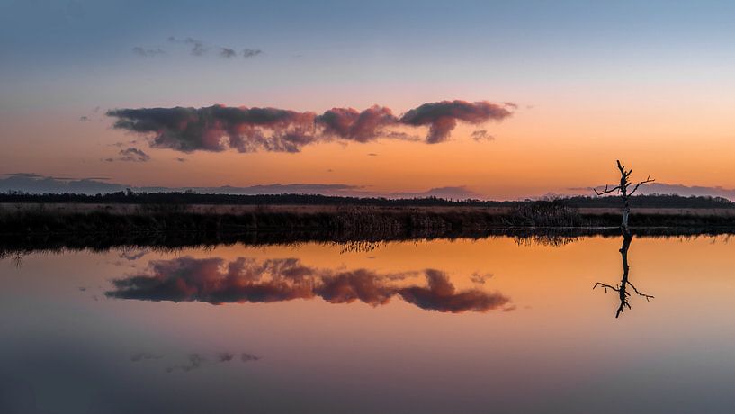 Sonnenuntergang im Naturschutzgebiet Fochteloërveen von Annie Jakobs