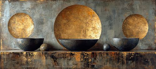 Modern Gold Black | Crescents of Aurum Solitude by Art Whims