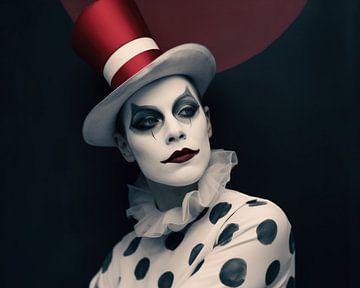 Portret Clown Pierrot van Vlindertuin Art