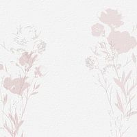 Delicate aquarelkunst met wilde bloemen en kruiden. Zachtroze tinten