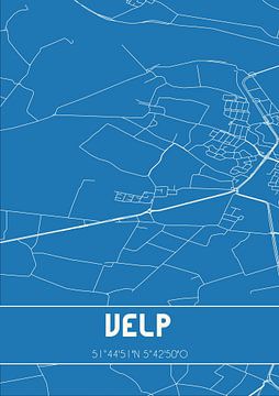 Blauwdruk | Landkaart | Velp (Noord-Brabant) van Rezona