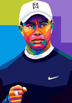 Tiger Woods Pop Art van Noval Purnama