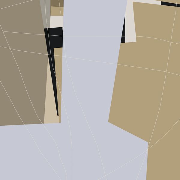 Abstract shapes and lines in light blue, beige, black by Dina Dankers
