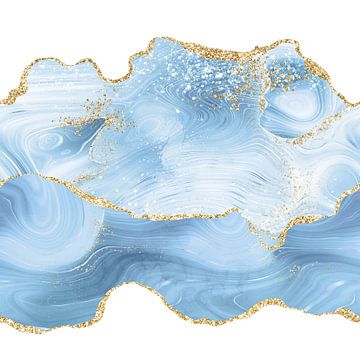 Blauw & Goud Glitter Agaat Textuur 05 van Aloke Design
