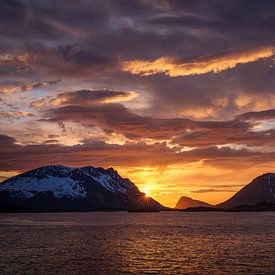 Mitternachtssonne auf den Lofoten, Norwegen von Jelle Dobma