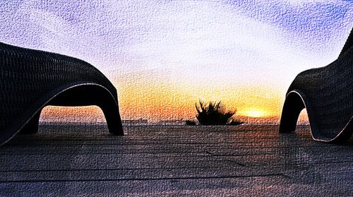 Zonsondergang gemengde techniek