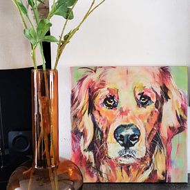 Klantfoto: Golden Retriever van Liesbeth Serlie, op canvas