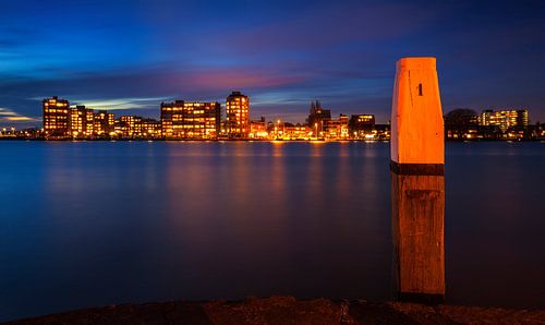 Skyline Zwijndrecht from Dordrecht at Dusk, The Netherlands by Frank Peters