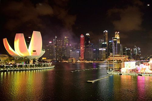 Nachtzicht over Marina Bay