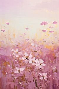 Dromerig Veld in Pastel, roze en paarse kleuren van Color Square