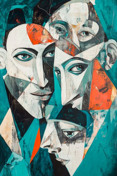 Faces in abstract form - Colourful by Poster Art Shop