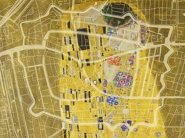 Map of Leiden Centrum with the Kiss by Gustav Klimt by Map Art Studio