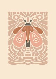 Grafische kunst Nachtvlinder – Nude tint – Muur galerie - Minimalistisch interieur - Abstract van Digital Art Lover