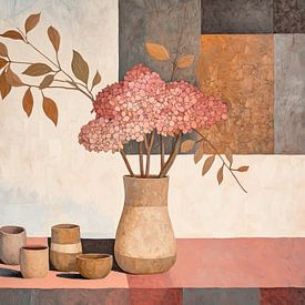 Blumenvase | Clay Cups & Blüten von Blickfänger Gemälde