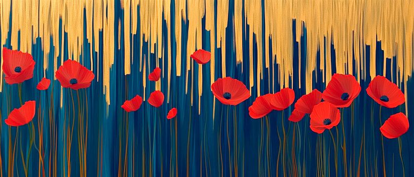 Poppies in the golden field by Poster Art Shop