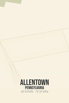 Alte Karte von Allentown (Pennsylvania), USA. von Rezona