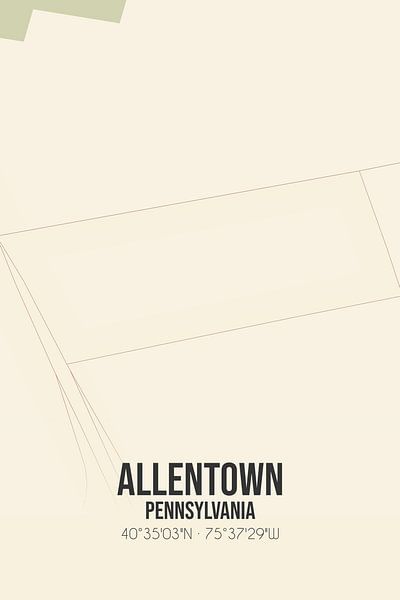 Carte ancienne d'Allentown (Pennsylvanie), Etats-Unis. par Affiches de lieux