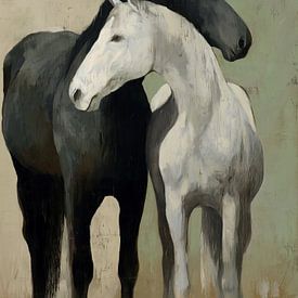 Two horses in balance | Modern art by Lauren Wilde