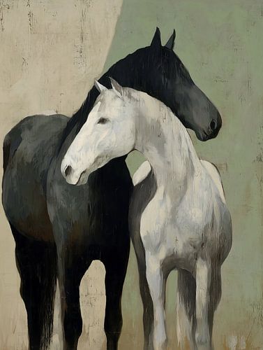 Twee paarden in balans | Moderne kunst