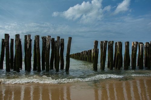 Strandpalen in Frankrijk(Cote Opale)