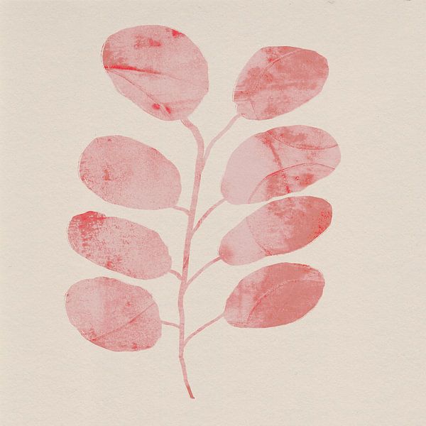 Bloemen silhouetten. Bladeren in roze op wit. van Dina Dankers