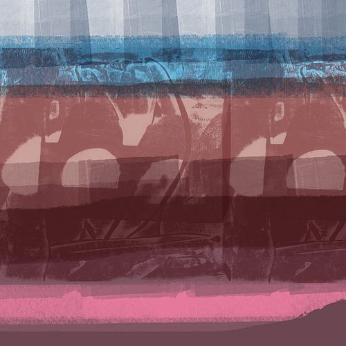 Terra Blue. Paysage abstrait moderne en bleu, terra, violet, rose.