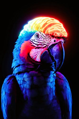 Perroquet coloré avec cerveau néon