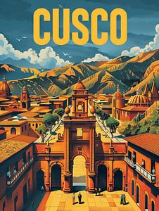 Cusco Toegangspoort: Andes Pracht Vintage Poster