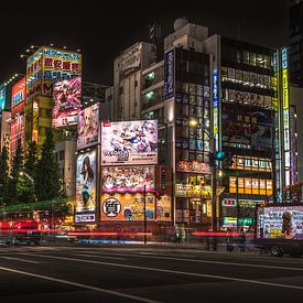 Akihabara, Tokyo by night van Jelmer Laernoes