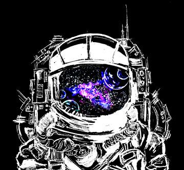 Purple star nebula astronaut by Sebastian Grafmann