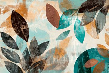 Colourful leaf composition - abstract and modern by Poster Art Shop