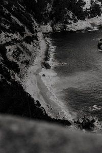 Schwarz-Weiß-Foto Sandstrand in Jávea, Alicante - Spanien