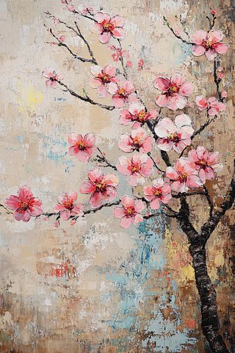 Bloeiende kersenbloesem op abstracte achtergrond