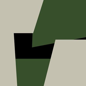 Geometrische Groen Zwart Abstracte Vormen nr. 5 van Dina Dankers