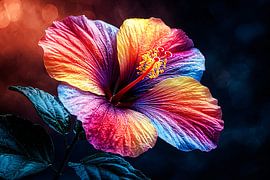 Colourful hibiscus flower artwork by Art & Soul Creations