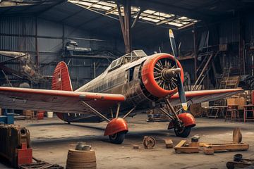 Oud propellervliegtuig in de hangar van het vliegveld van Animaflora PicsStock